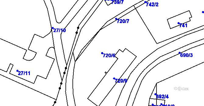 Parcela st. 720/6 v KÚ Lesná, Katastrální mapa