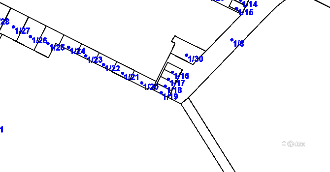 Parcela st. 1/18 v KÚ Lesná, Katastrální mapa