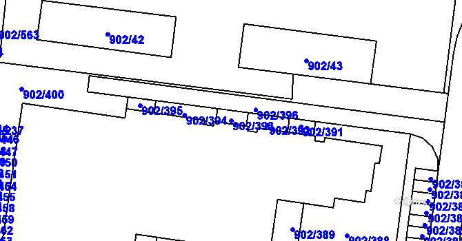 Parcela st. 902/393 v KÚ Lesná, Katastrální mapa