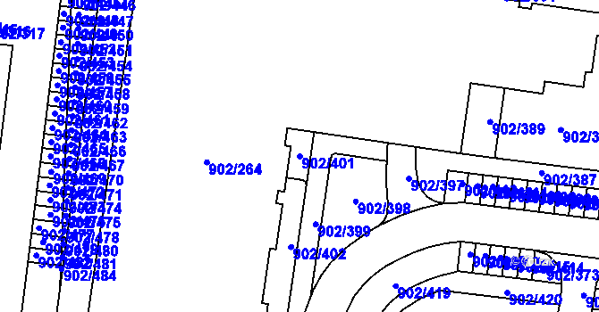 Parcela st. 902/401 v KÚ Lesná, Katastrální mapa