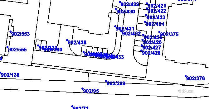Parcela st. 902/433 v KÚ Lesná, Katastrální mapa
