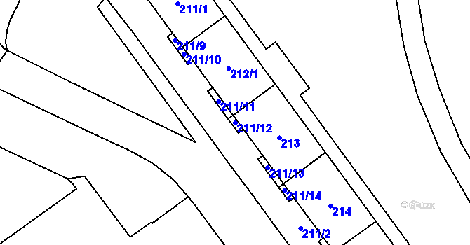 Parcela st. 211/12 v KÚ Lesná, Katastrální mapa