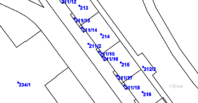 Parcela st. 211/15 v KÚ Lesná, Katastrální mapa
