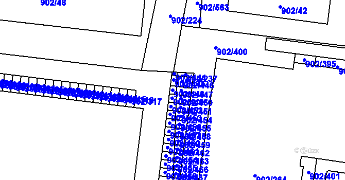 Parcela st. 902/448 v KÚ Lesná, Katastrální mapa
