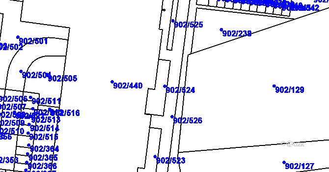 Parcela st. 902/524 v KÚ Lesná, Katastrální mapa
