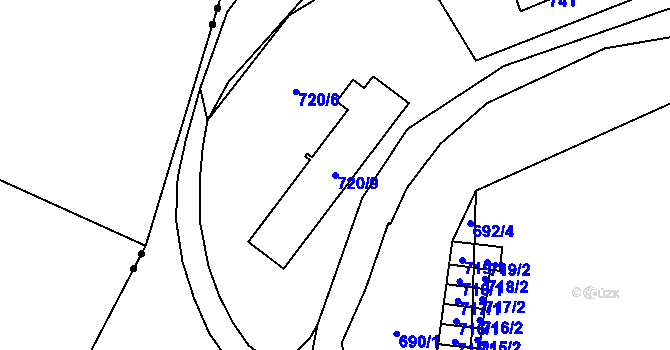 Parcela st. 720/9 v KÚ Lesná, Katastrální mapa