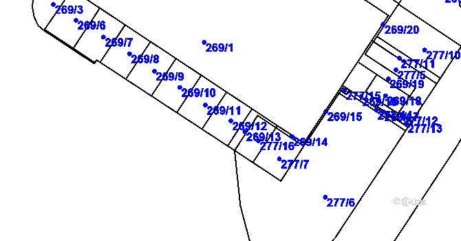 Parcela st. 269/12 v KÚ Lesná, Katastrální mapa