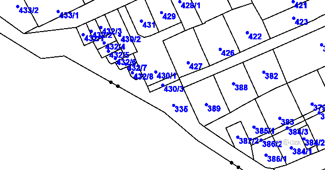 Parcela st. 430/3 v KÚ Lesná, Katastrální mapa