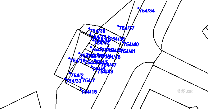 Parcela st. 754/46 v KÚ Lesná, Katastrální mapa