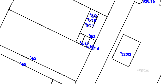 Parcela st. 5/12 v KÚ Trnitá, Katastrální mapa