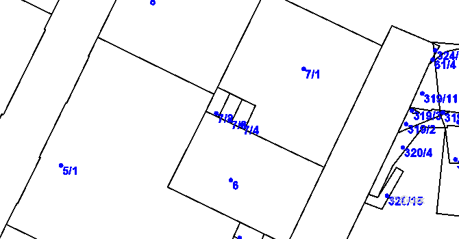 Parcela st. 7/3 v KÚ Trnitá, Katastrální mapa