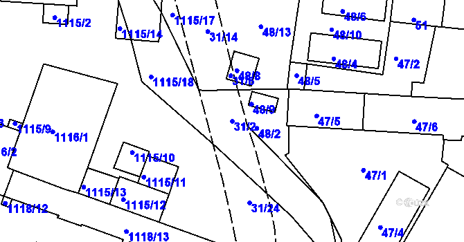 Parcela st. 31/2 v KÚ Trnitá, Katastrální mapa