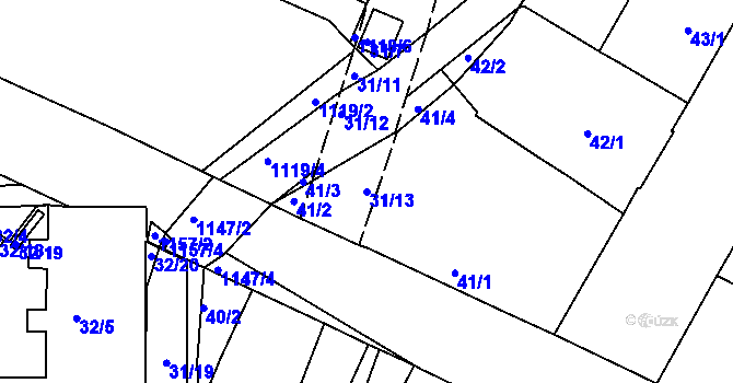 Parcela st. 31/13 v KÚ Trnitá, Katastrální mapa