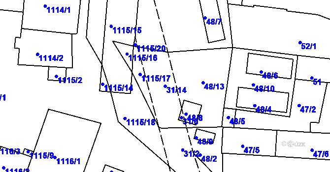 Parcela st. 31/14 v KÚ Trnitá, Katastrální mapa