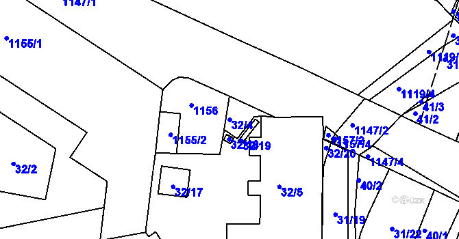 Parcela st. 32/4 v KÚ Trnitá, Katastrální mapa