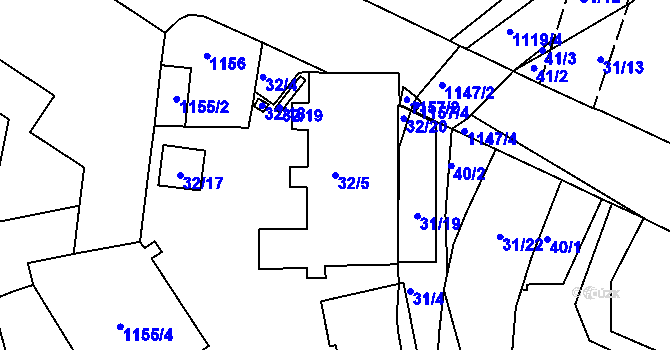 Parcela st. 32/5 v KÚ Trnitá, Katastrální mapa