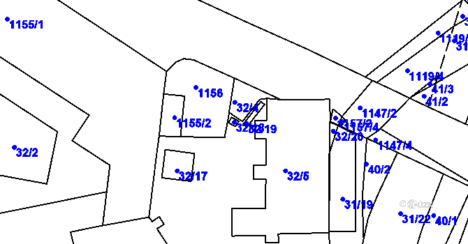 Parcela st. 32/18 v KÚ Trnitá, Katastrální mapa