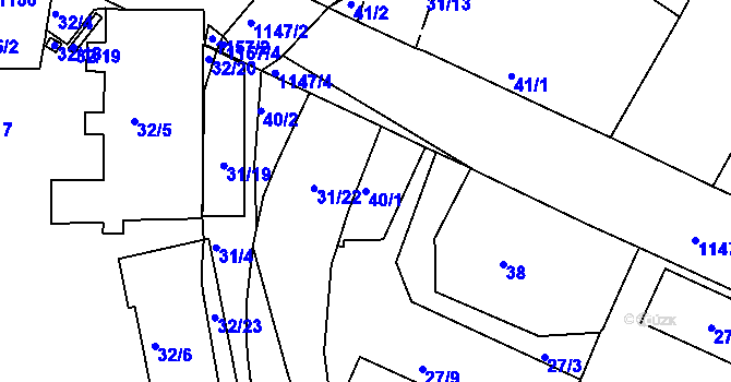 Parcela st. 40/1 v KÚ Trnitá, Katastrální mapa