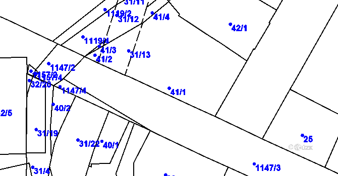 Parcela st. 41/1 v KÚ Trnitá, Katastrální mapa
