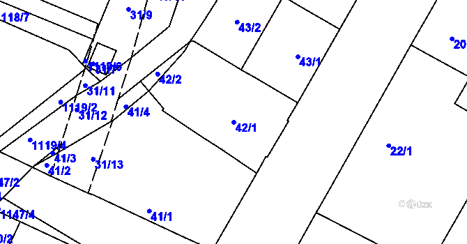 Parcela st. 42/1 v KÚ Trnitá, Katastrální mapa