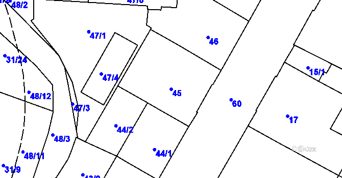 Parcela st. 45 v KÚ Trnitá, Katastrální mapa