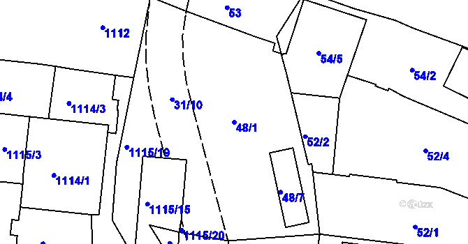 Parcela st. 48/1 v KÚ Trnitá, Katastrální mapa