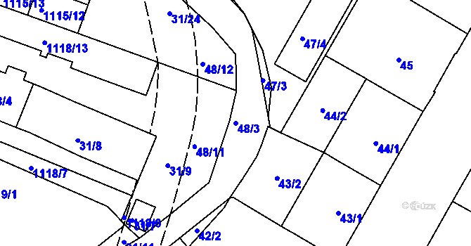 Parcela st. 48/3 v KÚ Trnitá, Katastrální mapa