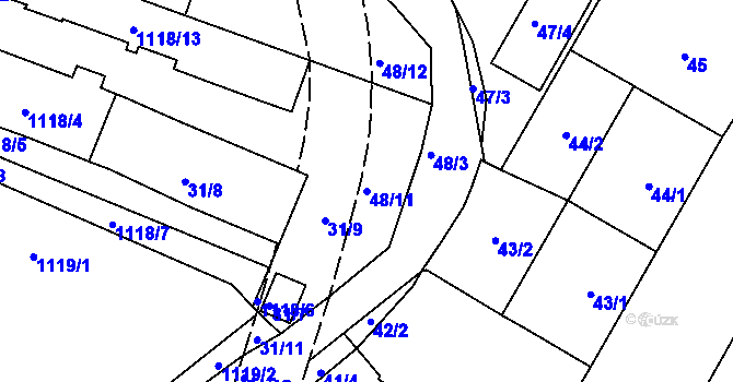 Parcela st. 48/11 v KÚ Trnitá, Katastrální mapa
