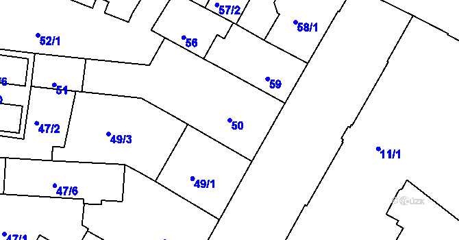 Parcela st. 50 v KÚ Trnitá, Katastrální mapa