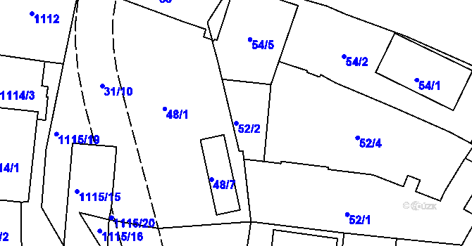 Parcela st. 52/2 v KÚ Trnitá, Katastrální mapa