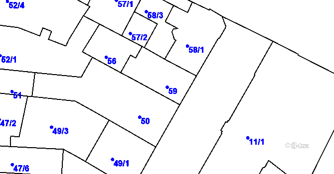 Parcela st. 59 v KÚ Trnitá, Katastrální mapa
