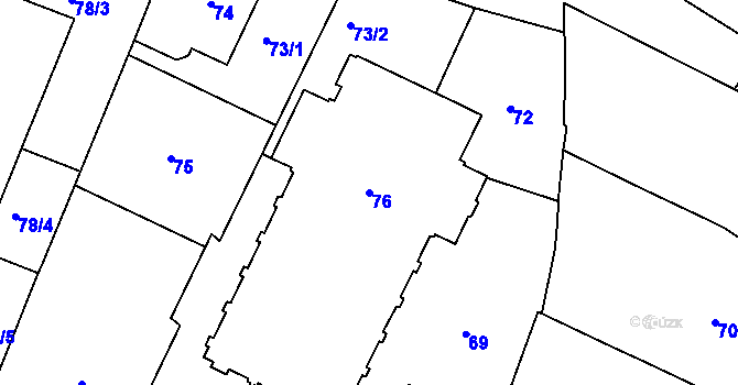 Parcela st. 76 v KÚ Trnitá, Katastrální mapa