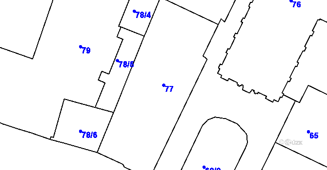Parcela st. 77 v KÚ Trnitá, Katastrální mapa