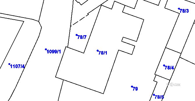 Parcela st. 78/1 v KÚ Trnitá, Katastrální mapa