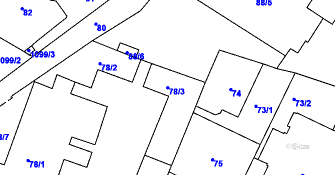 Parcela st. 78/3 v KÚ Trnitá, Katastrální mapa