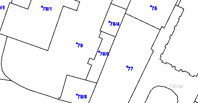 Parcela st. 78/5 v KÚ Trnitá, Katastrální mapa