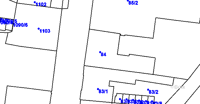 Parcela st. 84 v KÚ Trnitá, Katastrální mapa