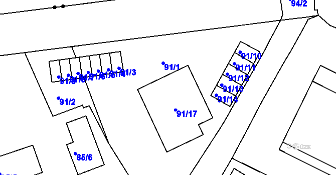 Parcela st. 91/1 v KÚ Trnitá, Katastrální mapa