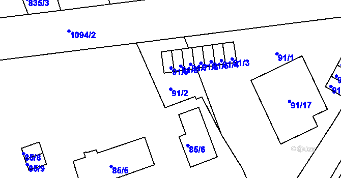 Parcela st. 91/2 v KÚ Trnitá, Katastrální mapa