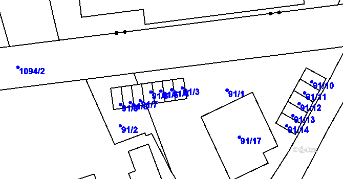 Parcela st. 91/4 v KÚ Trnitá, Katastrální mapa