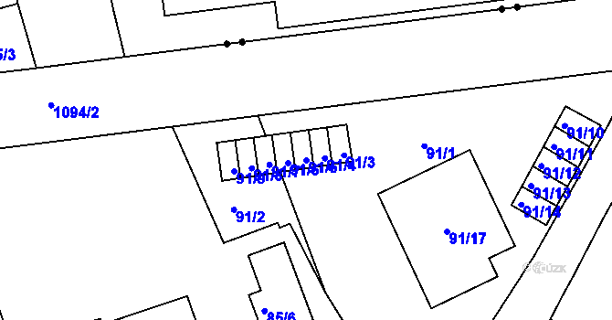 Parcela st. 91/5 v KÚ Trnitá, Katastrální mapa
