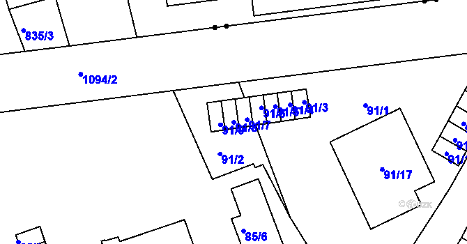Parcela st. 91/8 v KÚ Trnitá, Katastrální mapa