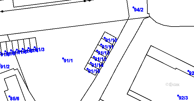 Parcela st. 91/12 v KÚ Trnitá, Katastrální mapa