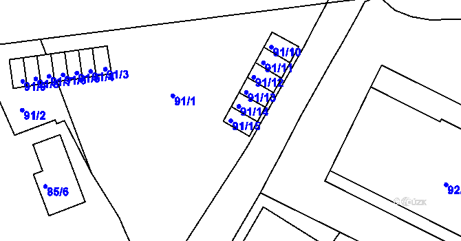 Parcela st. 91/15 v KÚ Trnitá, Katastrální mapa