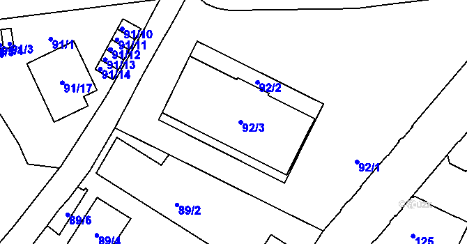 Parcela st. 92 v KÚ Trnitá, Katastrální mapa