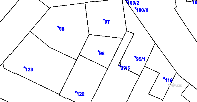 Parcela st. 98 v KÚ Trnitá, Katastrální mapa