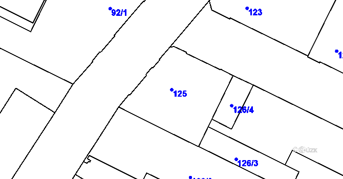 Parcela st. 125 v KÚ Trnitá, Katastrální mapa