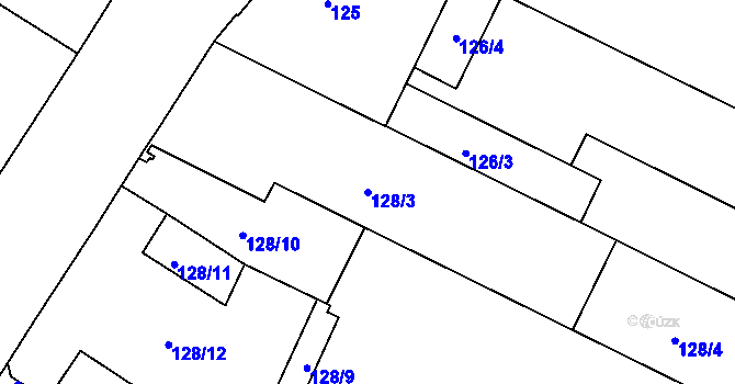 Parcela st. 128/3 v KÚ Trnitá, Katastrální mapa