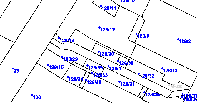 Parcela st. 128/30 v KÚ Trnitá, Katastrální mapa