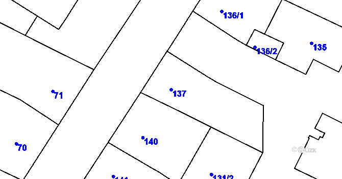 Parcela st. 137 v KÚ Trnitá, Katastrální mapa